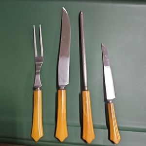 Vintage Butterscotch Bakelite server set